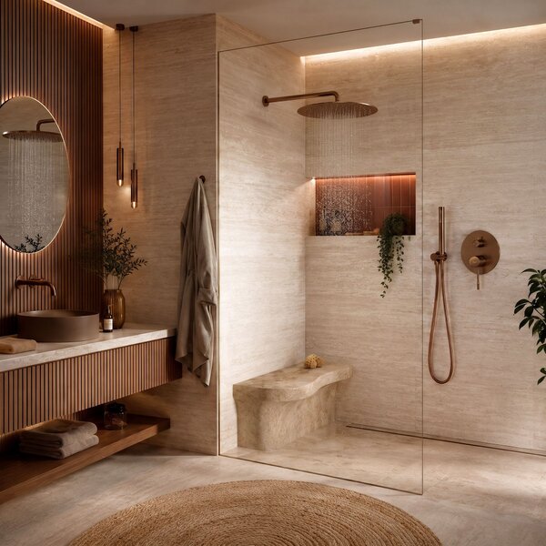 Shower system Rea Lungo Diamond Brush Copper + BOX