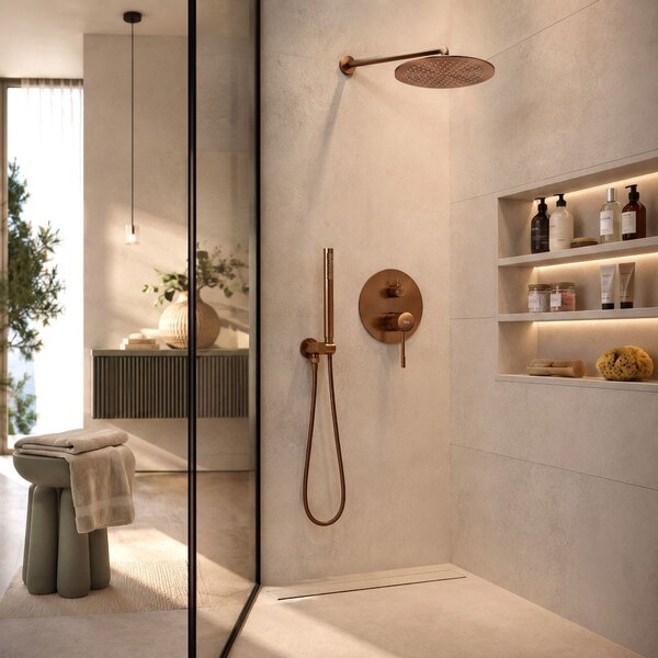 Shower system Rea Lungo Diamond Brush Copper + BOX