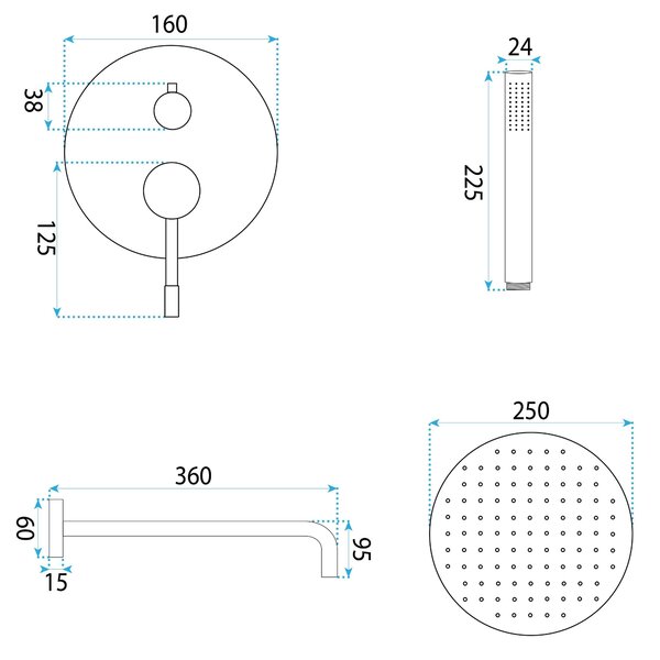Shower system Rea Lungo Diamond Brush Copper + BOX