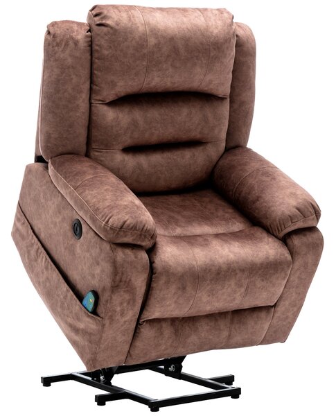 Electric Recliner Massage Chair with Heat, USB Ports, Side Pockets, Easy Assembly, 87x85x107 cm, Brown