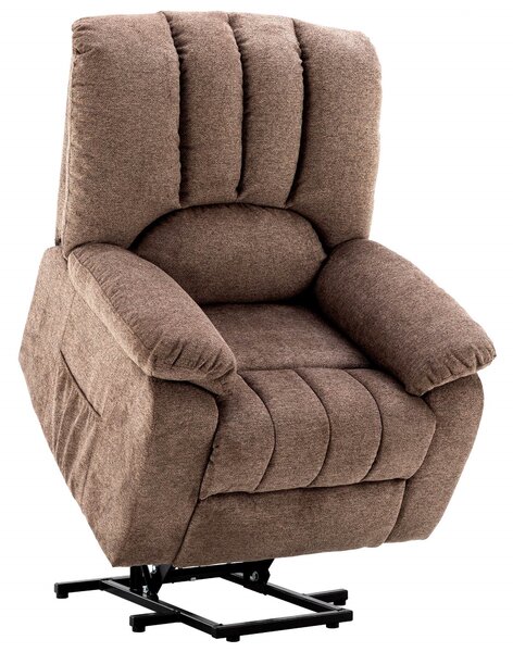 Electric Power Lift Recliner Chair with Massage and Heat, USB Ports, Side Pockets, Easy Assembly, 92x94x105 cm - Executive Reclining Chair with Heating Massage Points, Brown