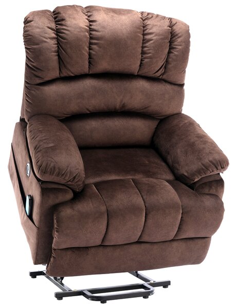 Electric Power Lift Recliner Massage Chair with Heating, USB Ports, and Side Pockets, 103x100x106 cm, Brown