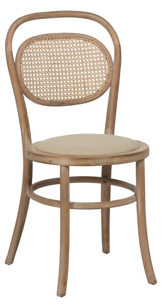 Dining Chair Beige Natural Rubber wood Cotton Polyester 41 x 41 x 89 cm