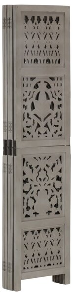 Hand Carved 5-Panel Room Divider Grey 200x165 cm Solid Mango Wood