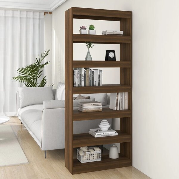 Book Cabinet/Room Divider Brown Oak 80x30x198 cm Engineered Wood