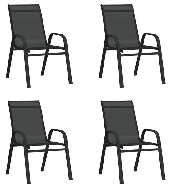 Stackable Garden Chairs 4 pcs Black Textilene Fabric