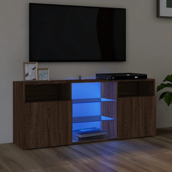 TV Cabinet with LED Lights Brown Oak 120x30x50 cm