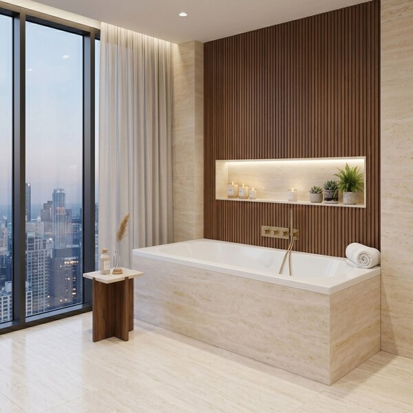 Built-in acrylic bathtub Rea Gloria 150
