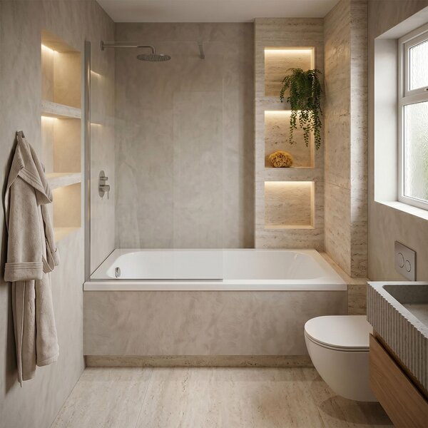 Built-in acrylic bathtub Rea Gloria 140