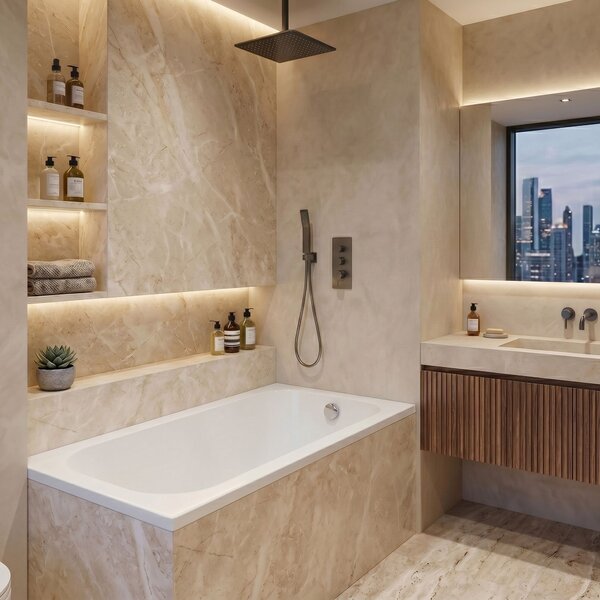 Built-in acrylic bathtub Rea Gloria 140