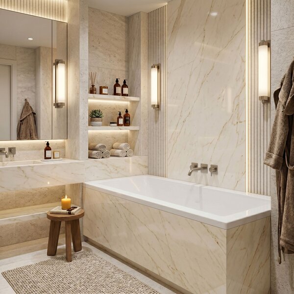 Built-in acrylic bathtub Rea Prima 150