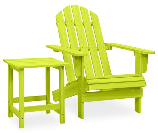 Garden Adirondack Chair with Table Solid Fir Wood Green