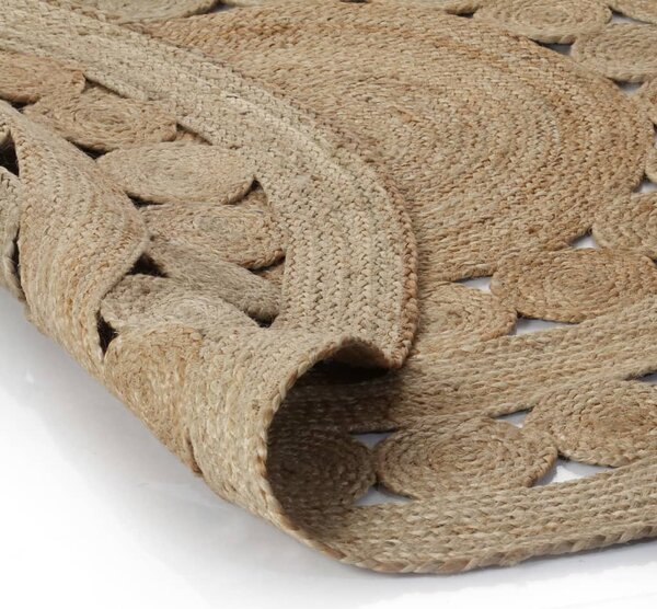 Area Rug Braided Design Jute 120 cm Round