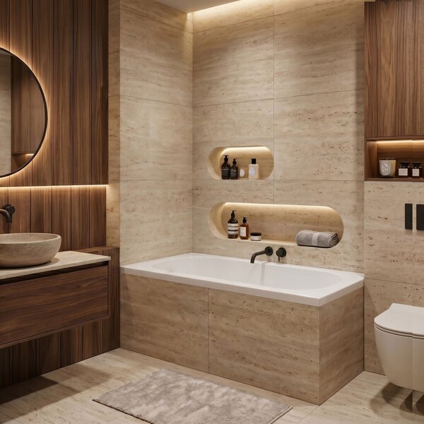 Built-in acrylic bathtub Rea Gloria 130