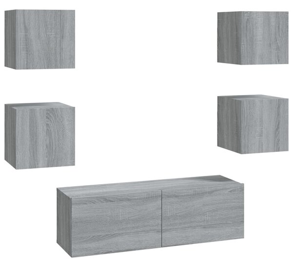 Wall-mounted TV Cabinet Set Grey Sonoma Engineered Wood