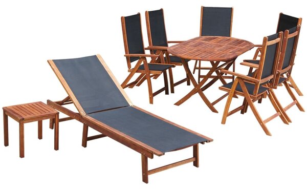 9 Piece Outdoor Dining Set with Cushions Solid Acacia Wood