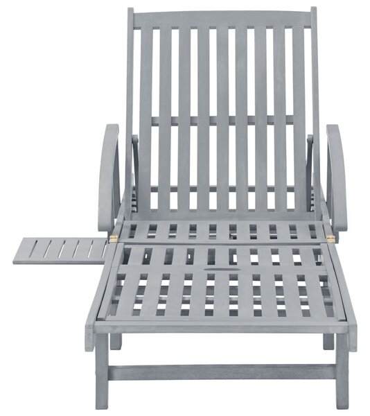 Garden Sun Lounger Grey Solid Acacia Wood