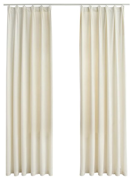 Blackout Curtains 2 pcs with Hooks Velvet Cream 140x175 cm