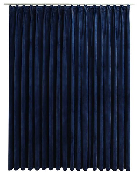 Blackout Curtain with Hooks Velvet Dark Blue 290x245 cm