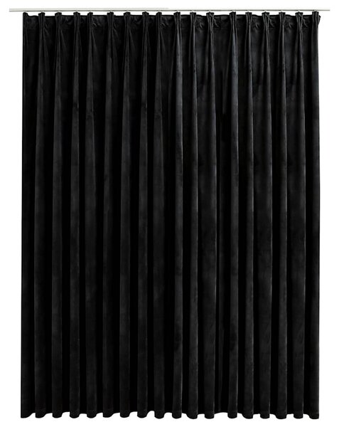 Blackout Curtain with Hooks Velvet Black 290x245 cm