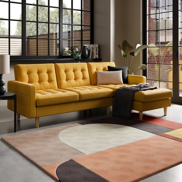 Harlow Corner Storage Sofa Bed Ochre