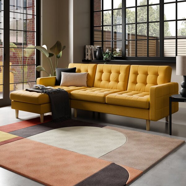 Harlow Corner Storage Sofa Bed Ochre