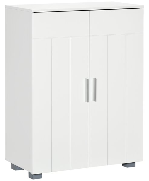 Kleankin Modern Free Standing Bathroom Linen Cabinet, Storage Cupboard with 3 Tier Shelves, White