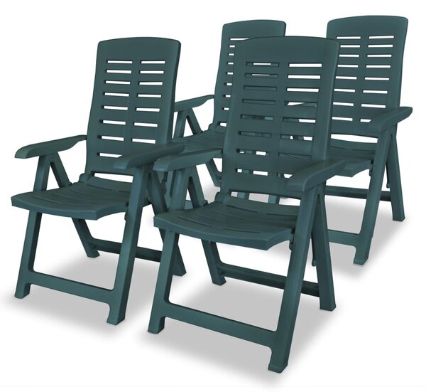 Reclining Garden Chairs 4 pcs Plastic Green