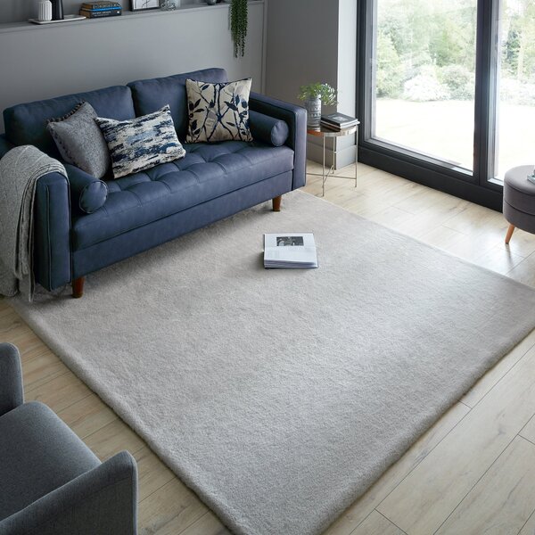 Supersoft Faux Fur Square Rug Supersoft Grey