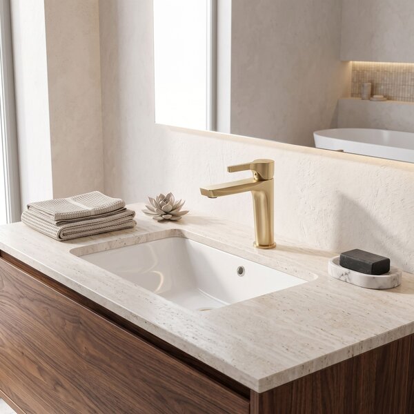 Bathroom faucet PREMIUM Rea Maxim Brush Gold Low