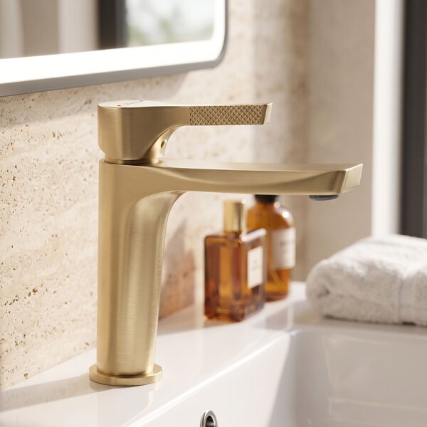 Bathroom faucet PREMIUM Rea Maxim Brush Gold Low