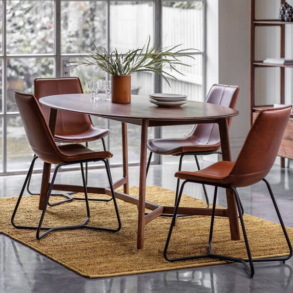 Hinton 6 Seater Oval Dining Table Brown