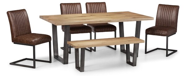 Brooklyn Oak Dining Table Set with 4 Chairs and Bench Oak