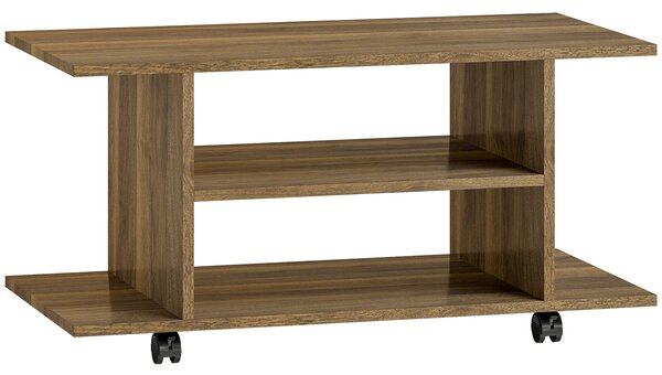 HOMCOM Modern TV Cabinet Stand Storage Shelves Table Mobile Bedroom Furniture Bookshelf Bookcase Walnut