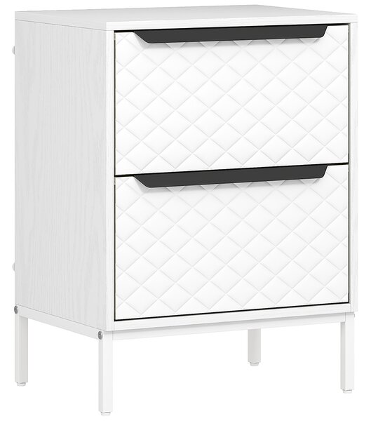 HOMCOM Chest of Drawers, Dresser with 2 Fabric Drawers and Aluminium Handles - White