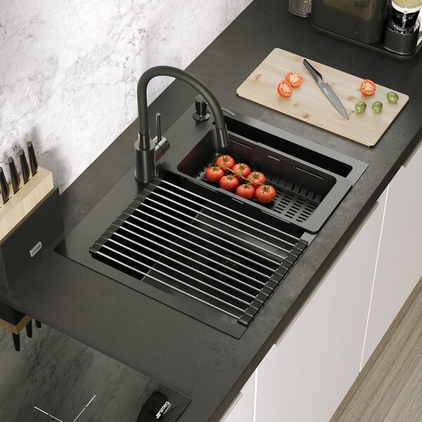 Stainless steel sink LUKE 110 WORKSTATION Black
