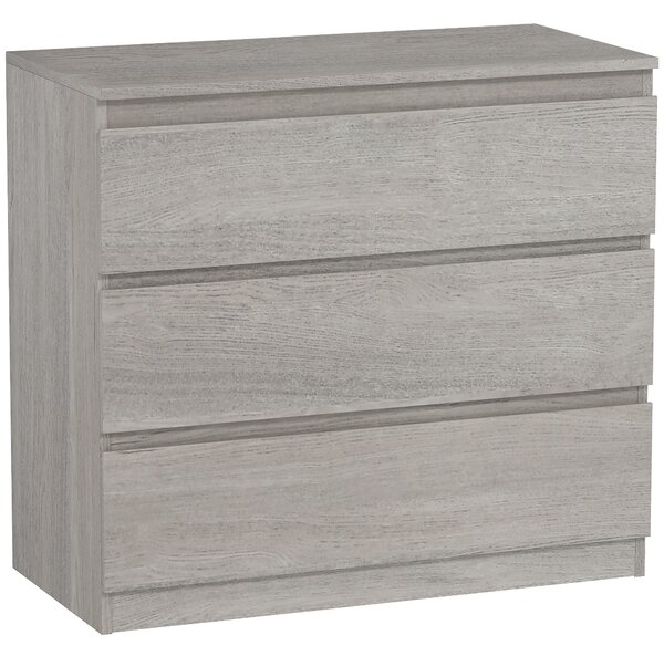 HOMCOM Chest of Three Drawers - Grey Wood Effect
