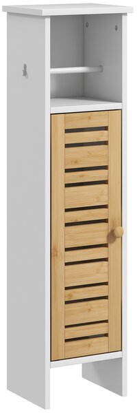 HOMCOM Bathroom Cabinet with Toilet Paper Holder - White