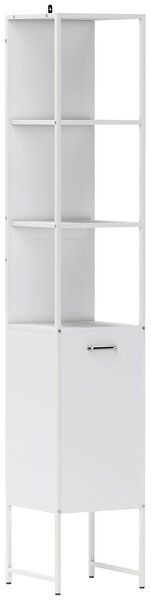 HOMCOM Tall Bathroom Cabinet with Open Shelves and Adjustable Shelf - White