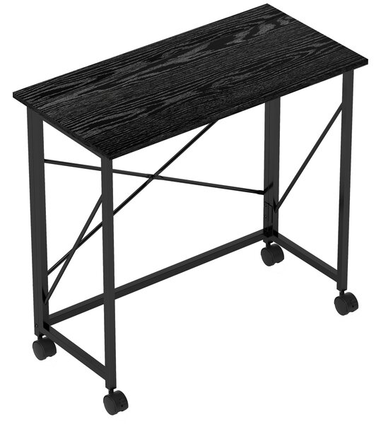 HOMCOM 80 cm Folding Desk on Wheels - Black