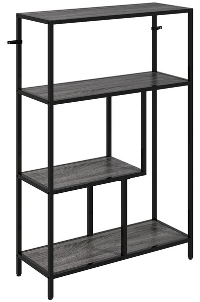 HOMCOM 4-Tier Bookshelf with Open Shelves - Charcoal Grey