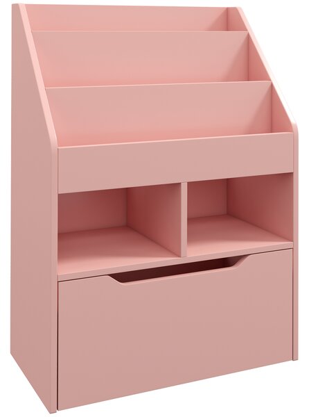 HOMCOM Kids Bookshelf, Toy Organiser, with Storage Drawer, Wheels - Pink Aosom UK