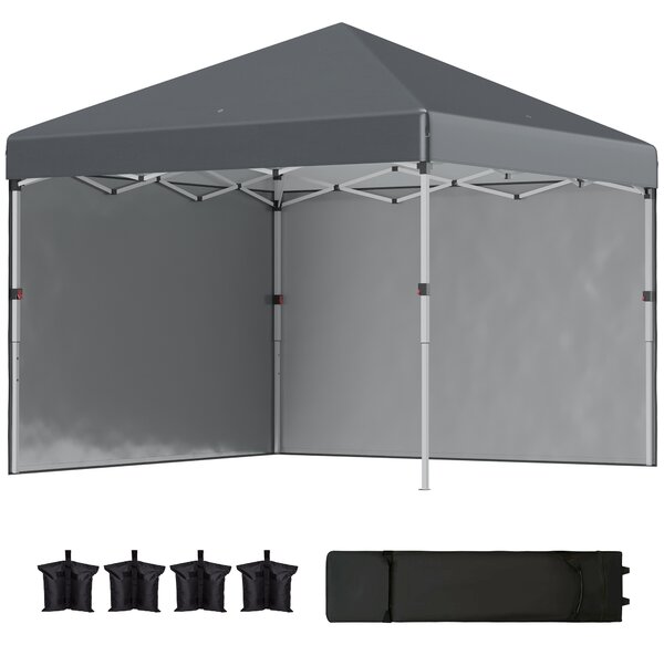Outsunny 3 x 3m Gazebo Pop Up with Sides, Leg Weight Bags, Height Adjustable Party Tent Event Shelter for Garden, Dark Grey Aosom UK