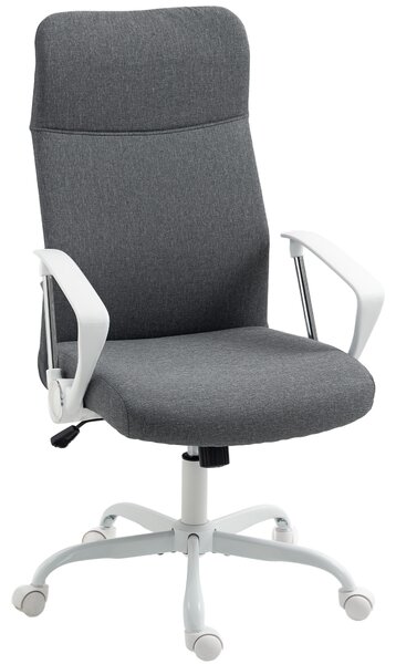 HOMCOM Fabric High Back Office Chair with Adjustable Height, Scratch-Resistant Treatment, Grey Aosom UK