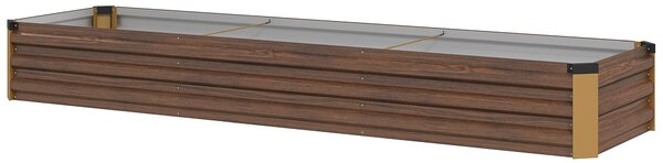 Outsunny 60 x 240cm Galvanised Steel Planter, with Open Bottom, Brown