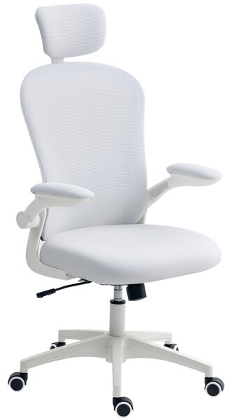 Vinsetto Multi-Adjustable Office Chair, with Lumbar Support, Headrest and Mesh Back - White