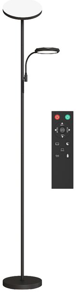 HOMCOM Mother and Child Uplighter Floor Lamp for Living Room, Stepless Dimmable Standing Lamp with 4 Scene Modes, 2700K-6500K Colour Temperature, 4 Brightness Levels, Remote & Touch Control, Black
