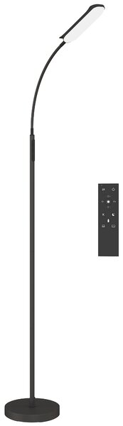 HOMCOM LED Floor Lamp, Standing Lamp with Remote & Touch Control, Stepless Dimmable Colours Temperature & Brightness, 360° Adjustable Gooseneck, 1 Hour Timer, Memory Function for Living Room, Black