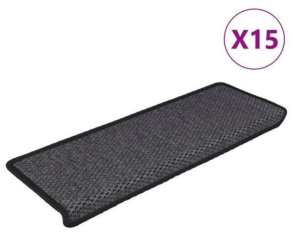 Stair Mats Self-adhesive Sisal-Look 15 pcs 65x21x4 cm Anthracite