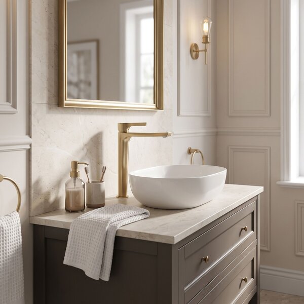 Bathroom faucet PREMIUM Rea Maxim Brush Gold High